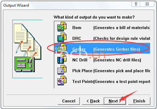 Gerber (generates gerber files)，继续下一步